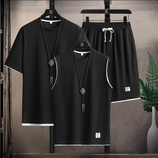 Dynamic Motion Activewear Set: Men's  Short Sleeve Shorts A Set Of Leisure Sports Suit