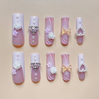 cardi  Multi-diamond Press Fake Nails