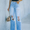 Urban Edge Ripped Wide-Leg Jeans: Women's Jeans Ripped Wide Leg Pants