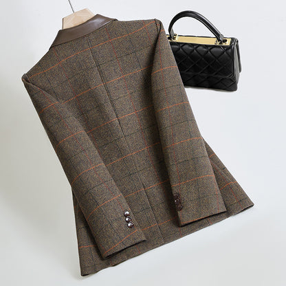 Woolen Plaid Coat Thin Looking Suit