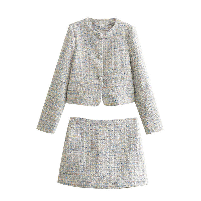 European And American Style Women's French Texture Short Long Sleeve Jacket