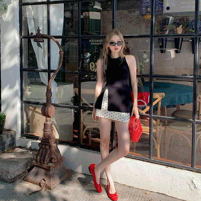 Sexy Neckholder-Top im französischen Stil mit A-Linien-Schnitt