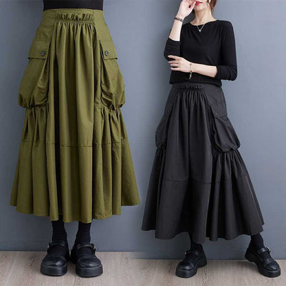 Loose Slimming Workwear Pleated Skirt