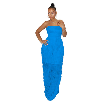 Wave Elegance Jumpsuit :European And American Fashion Elegant Tube Top Sexy Wave Pattern Sleeveless Comfortable Soft Jumpsuit