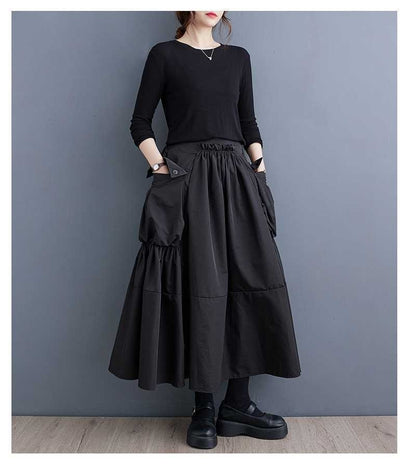 Loose Slimming Workwear Pleated Skirt