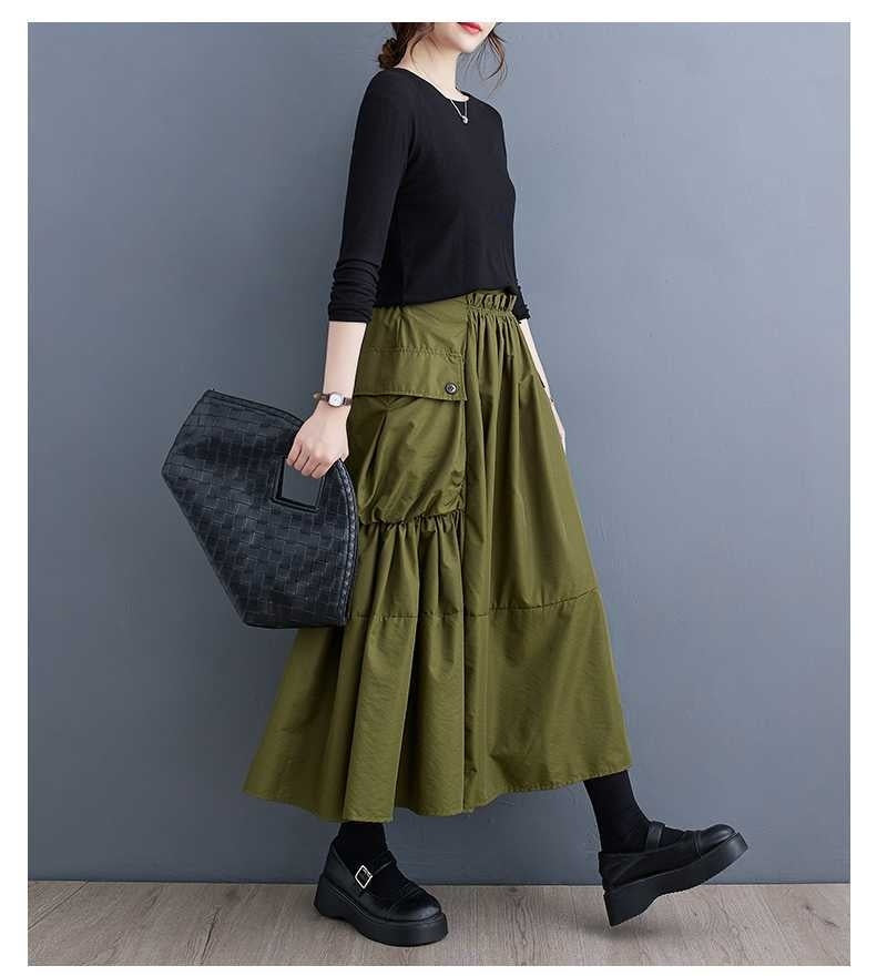 Loose Slimming Workwear Pleated Skirt