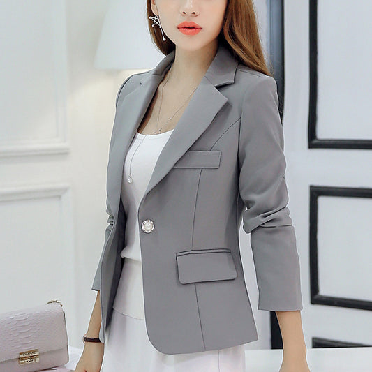 Korean Suit Slim Solid Color Long Sleeve Slimming Women's Coat