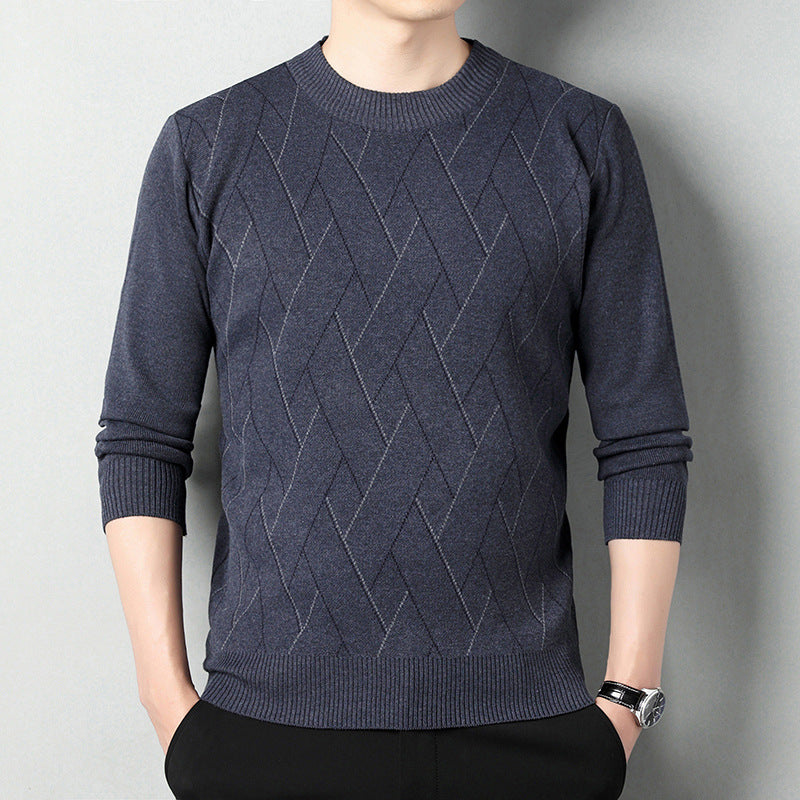 Men's Loose Multicolor Round Neck Warm Sweater.