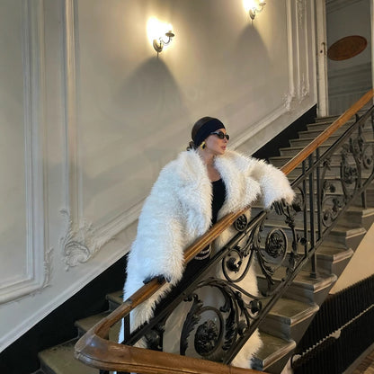 New Overknee Thickened Temperament Long Fur Coat