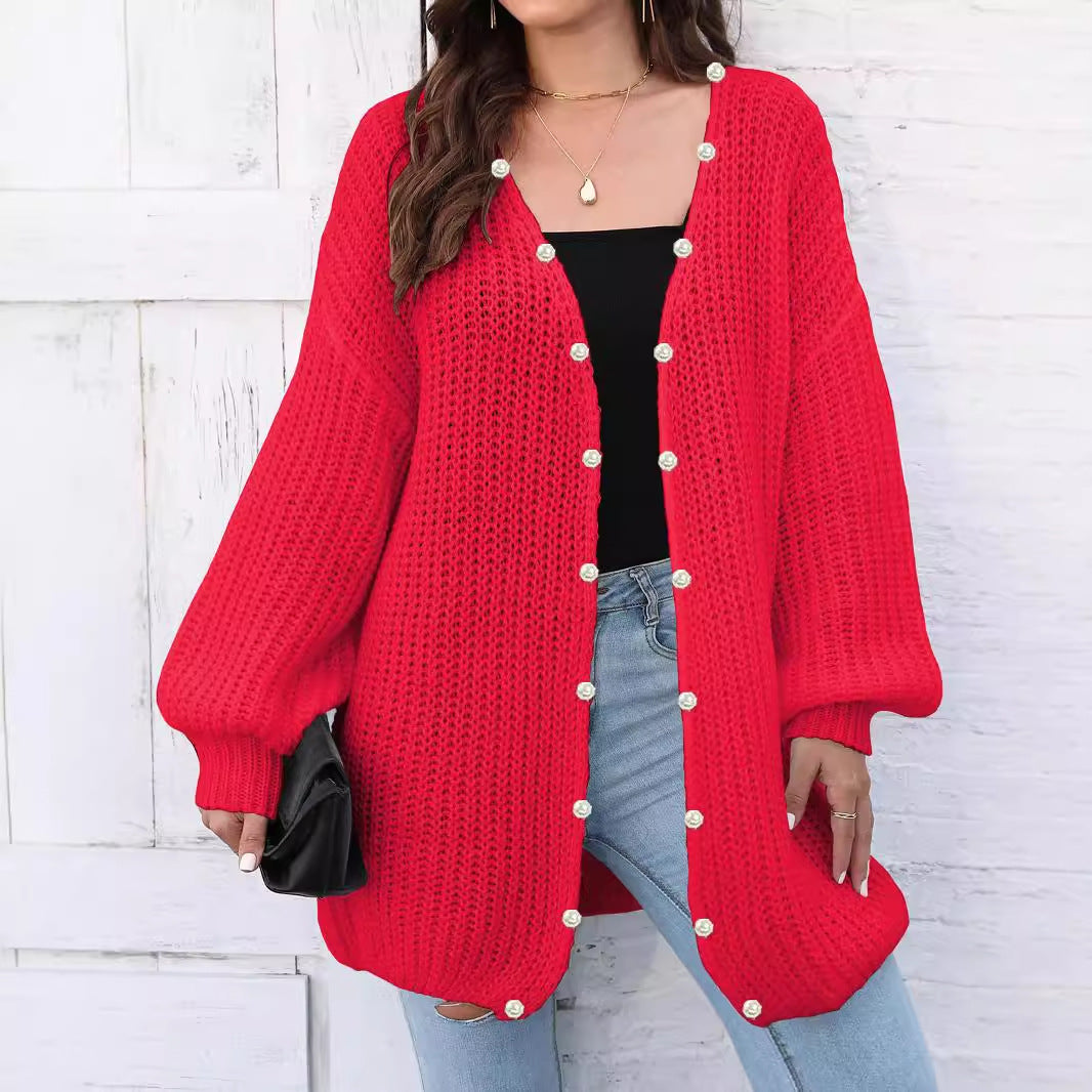 Beaded Chic Woven Sweater Coat