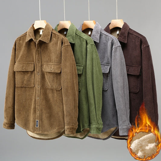 Men's Fleece Lined Padded Warm Keeping Casual Coat Shirt.