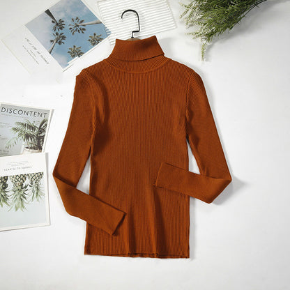 Classic Elegance Turtleneck Sweater: Solid Color Pit Strip Knit Pullover Turtleneck Sweater