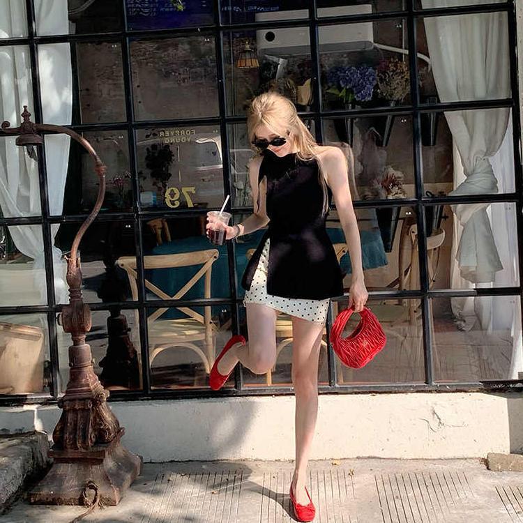 Sexy Neckholder-Top im französischen Stil mit A-Linien-Schnitt