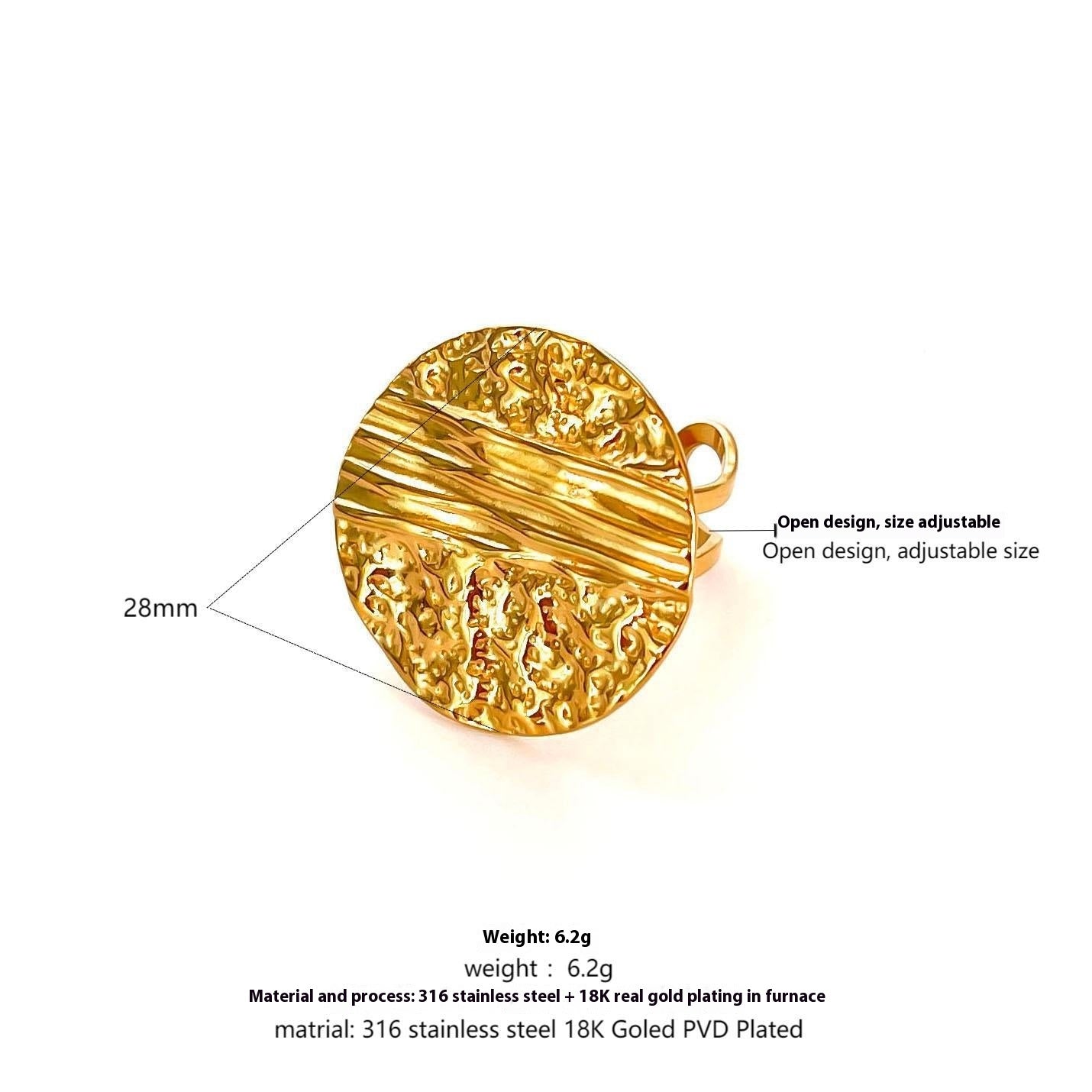 RETRO Geometric Irregular Opening Women's Ring