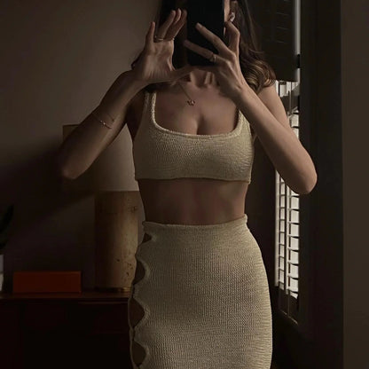 Wave Cloth Small Chest Women's Braces Skirt Three-piece Set Split Leisure Vacation Swimwear