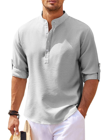 Stand Collar Shirt: Stand Collar Button Shirt Summer Pineapple Texture Shirt Casual Top Men's Clothing