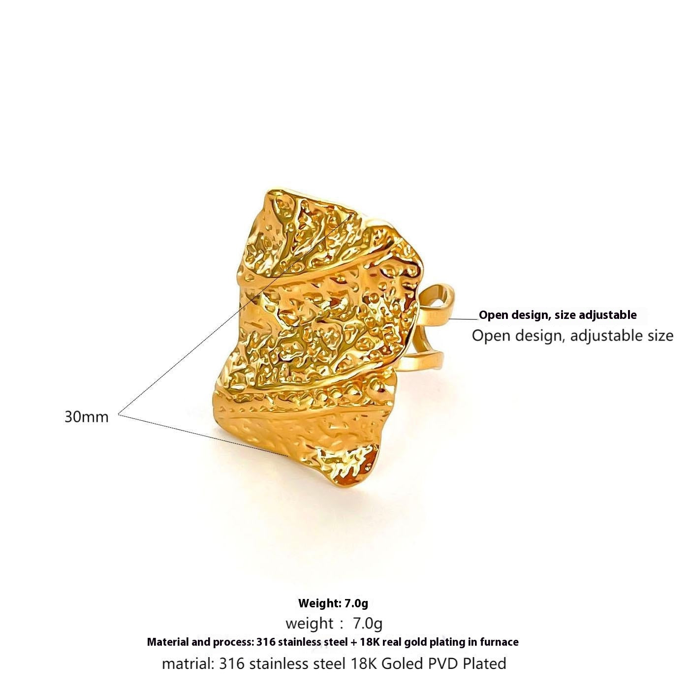 RETRO Geometric Irregular Opening Women's Ring