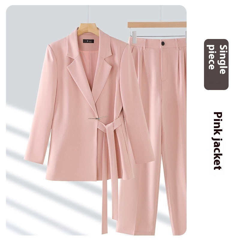 Casual Long-sleeved Small Suit Collar Jacket Women's Wide-leg Pants Two-piece Suit