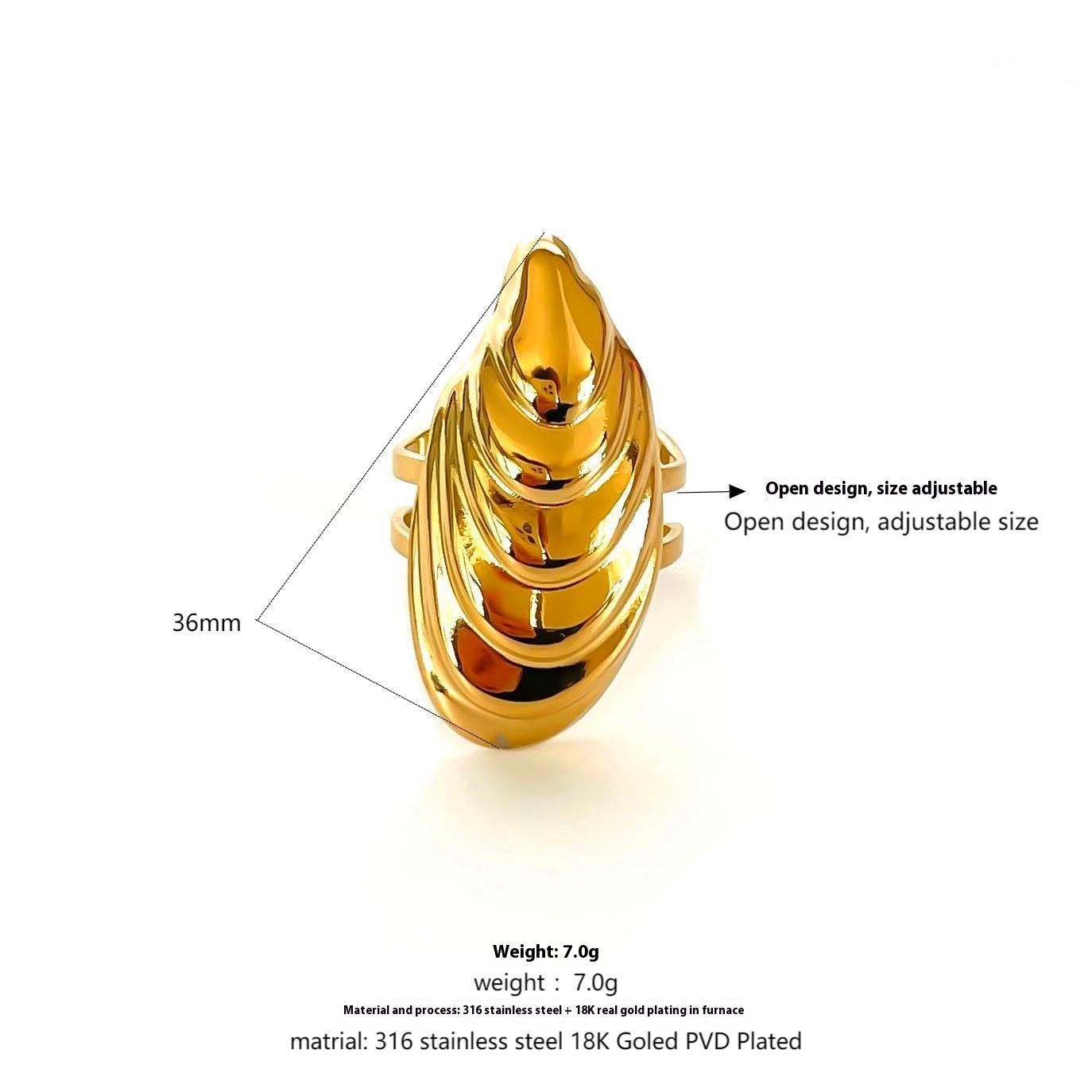 RETRO Geometric Irregular Opening Women's Ring