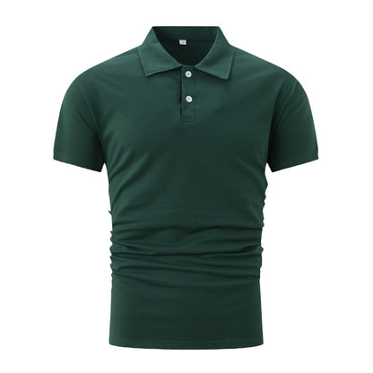 Leisure Luxe Polo Shirt: Short Sleeve Polo Shirt Men Solid Color Button Lapel Button Top