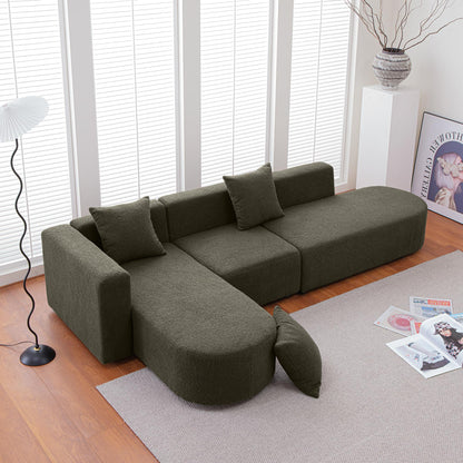 Sleek Luxe Curved Sofa-Modern L shape boucle Sofa with curved seat (facing left)