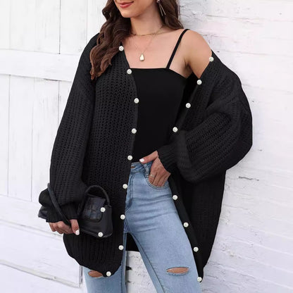 Beaded Chic Woven Sweater Coat