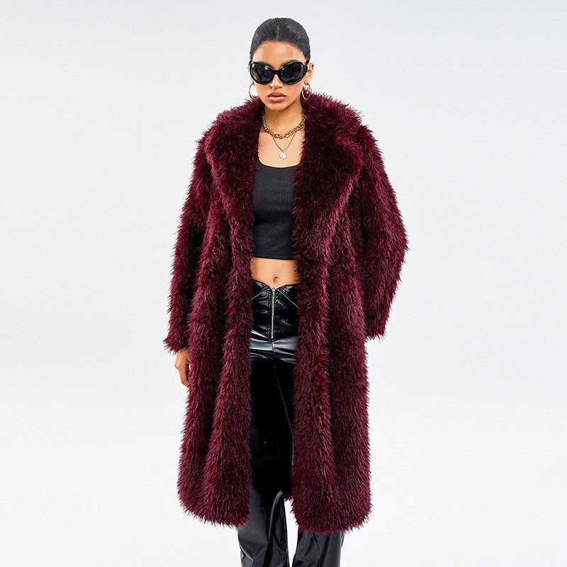New Overknee Thickened Temperament Long Fur Coat