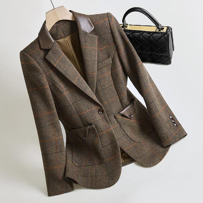 Woolen Plaid Coat Thin Looking Suit