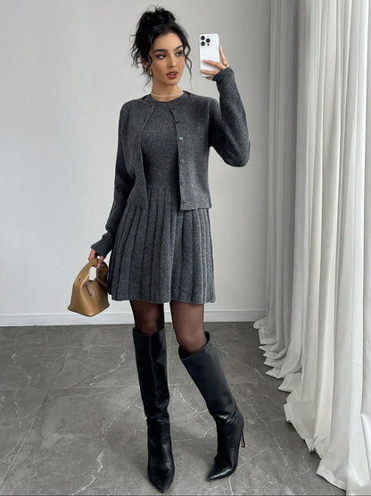 European And American Women's Clothing New Fashionable Knitted Dress Coat