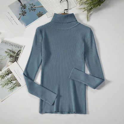 Classic Elegance Turtleneck Sweater: Solid Color Pit Strip Knit Pullover Turtleneck Sweater