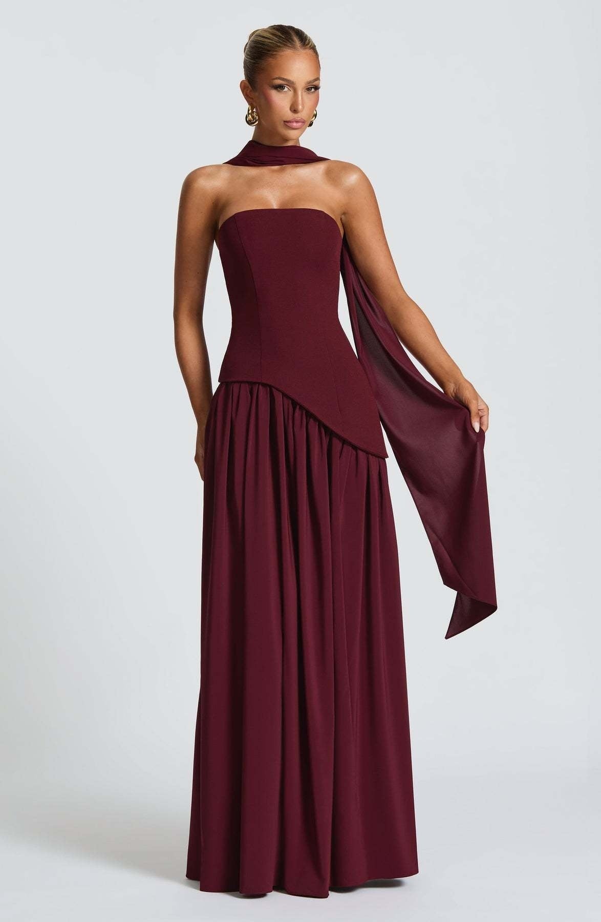 Pure Color Split Backless Elegant Streamer Dress
