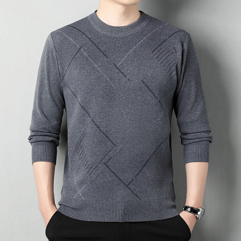 Men's Loose Multicolor Round Neck Warm Sweater.