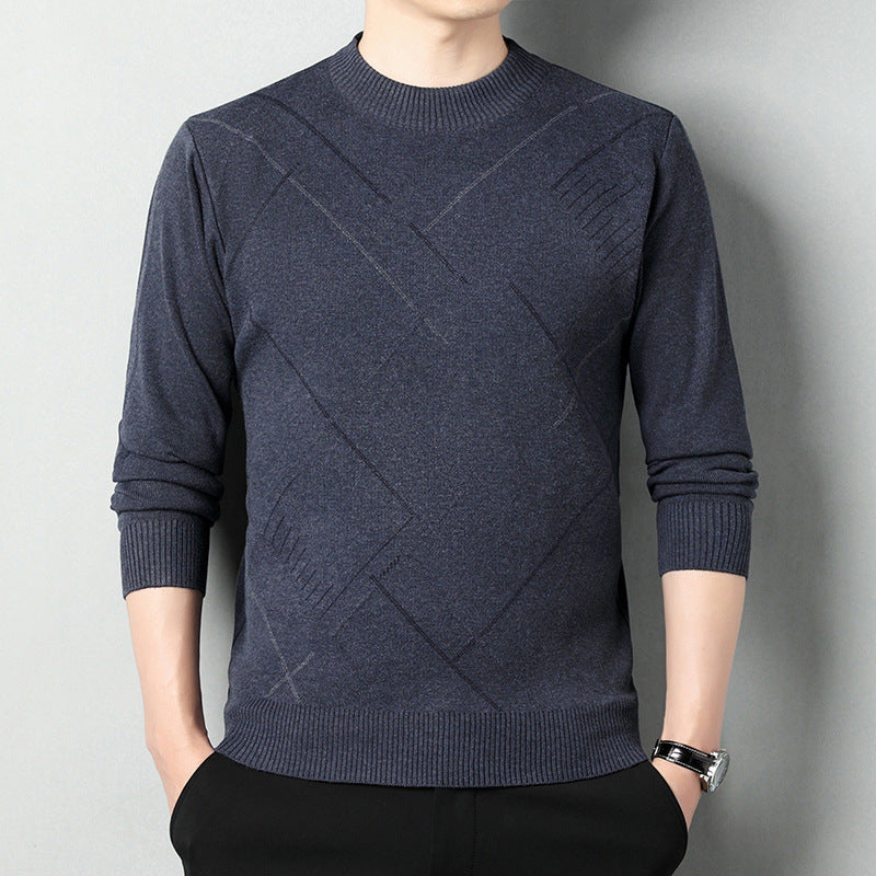 Men's Loose Multicolor Round Neck Warm Sweater.