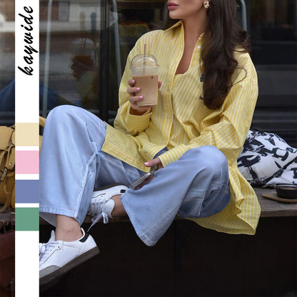 New Women's Casual Striped Long-sleeved Shirt