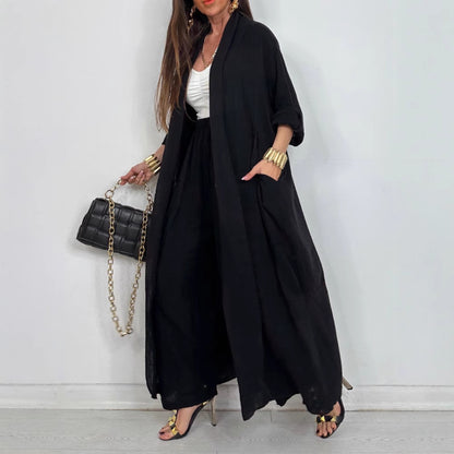 Cardigan Long Shirt Fashion Solid Color Casual Suit