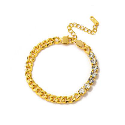 Electroplating Gold Hip-hop Titanium Steel Bracelet Necklace Color Protection