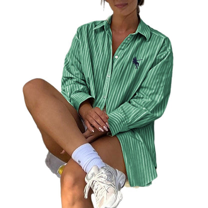 New Women's Casual Striped Long-sleeved Shirt