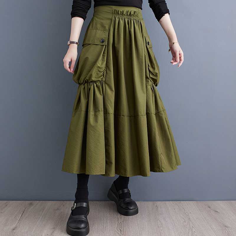 Loose Slimming Workwear Pleated Skirt