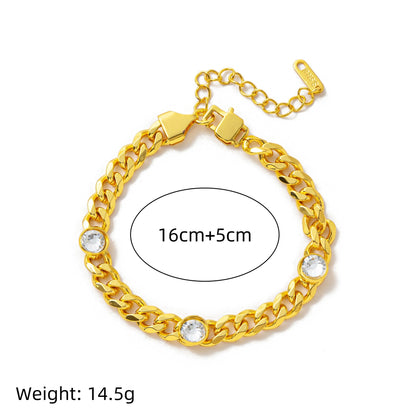Electroplating Gold Hip-hop Titanium Steel Bracelet Necklace Color Protection