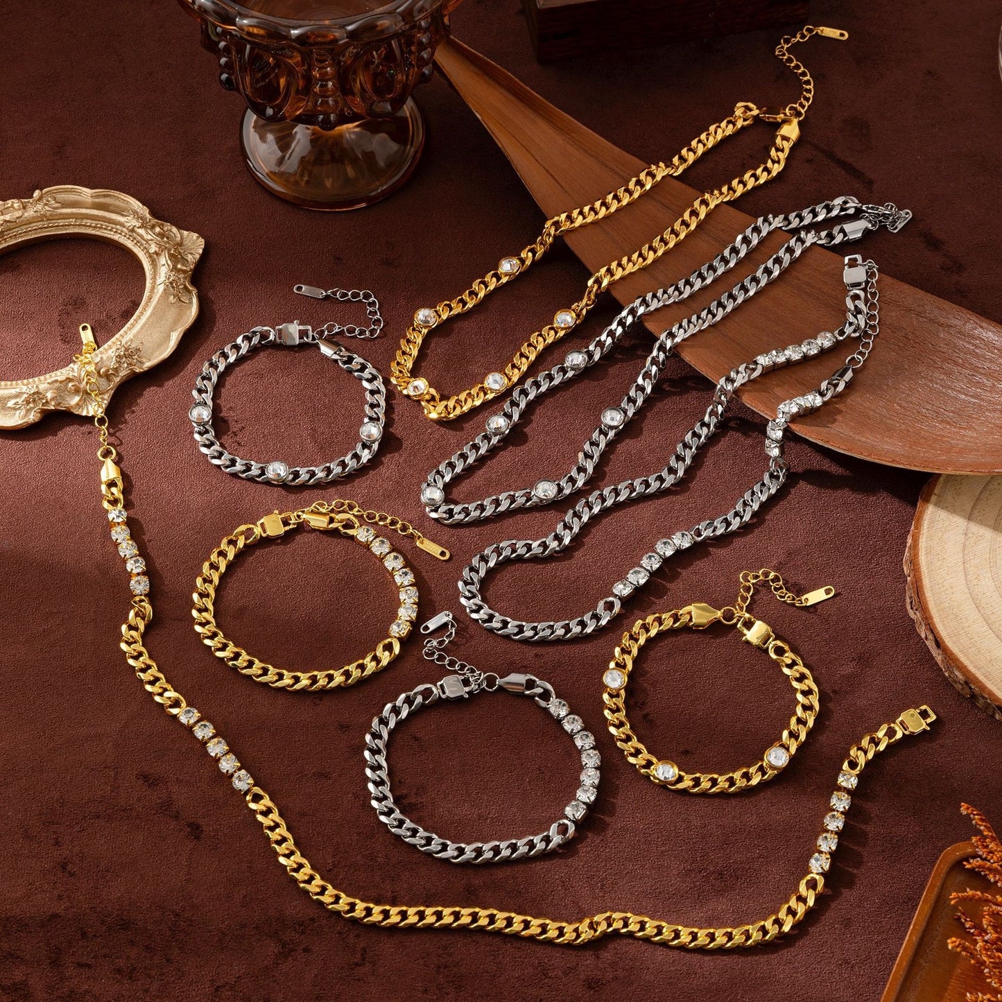 Electroplating Gold Hip-hop Titanium Steel Bracelet Necklace Color Protection