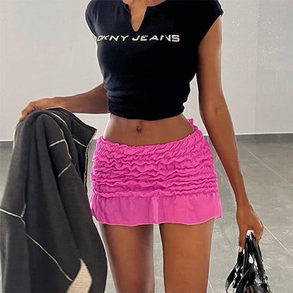 Chic Wave Pattern High Waist Half-Body Skirt