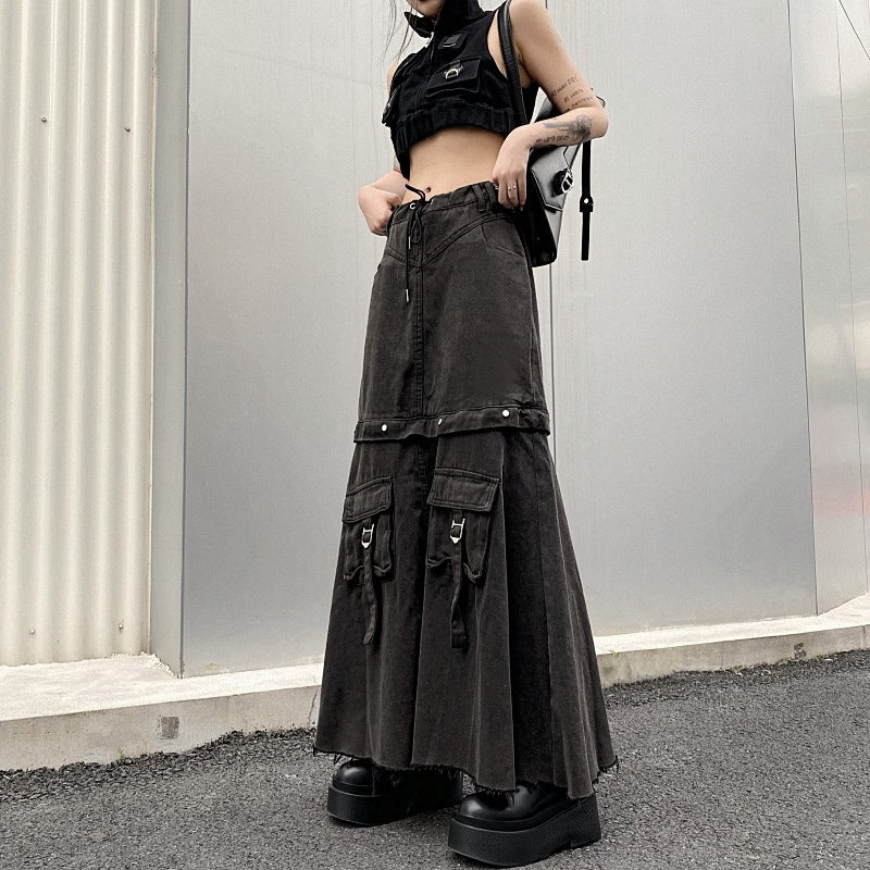 Denim Hip Long Skirt