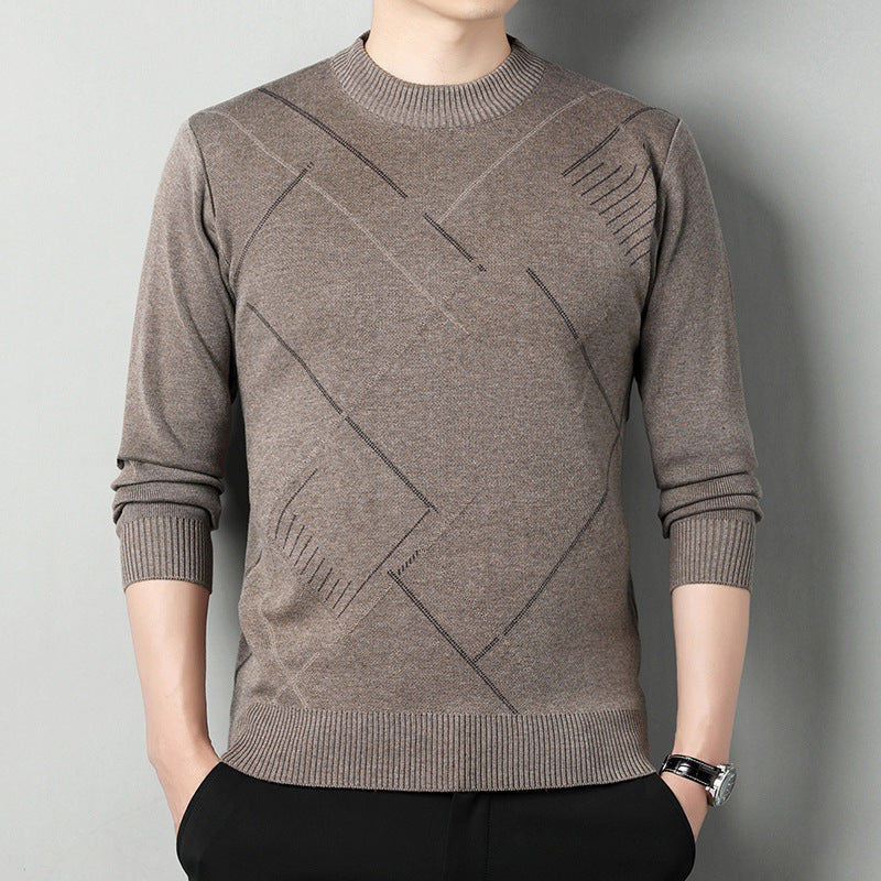 Men's Loose Multicolor Round Neck Warm Sweater.