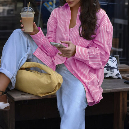 New Women's Casual Striped Long-sleeved Shirt
