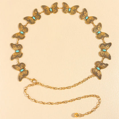 Metal Butterfly Shape Waist Simple Chain