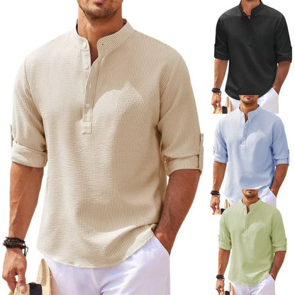 Stand Collar Shirt: Stand Collar Button Shirt Summer Pineapple Texture Shirt Casual Top Men's Clothing