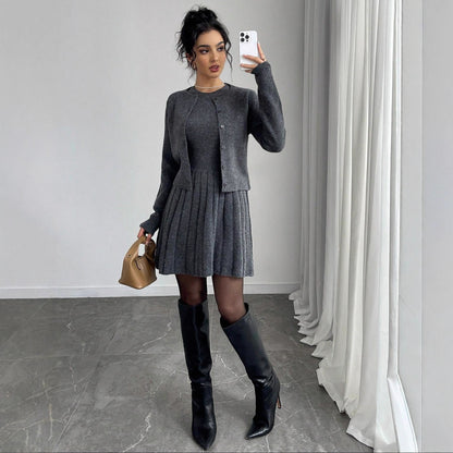 European And American Women's Clothing New Fashionable Knitted Dress Coat
