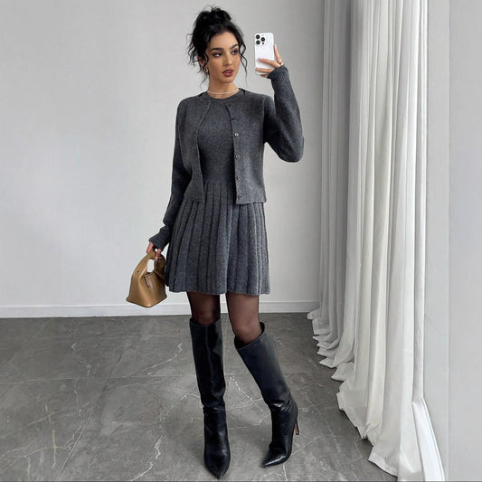 European And American Women's Clothing New Fashionable Knitted Dress Coat