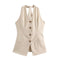 Women's Linen Halter Lace-up Top Vest Elastic Waist Wide Leg Trousers Suit