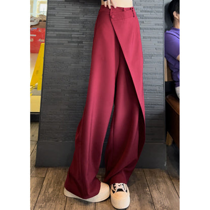 Irregularly Slimming High Waist Drooping Straight-leg Trousers